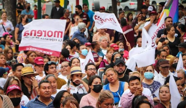 Morena encabeza la intención de voto en 5 alcaldías de Puebla: Massive Caller Imagen de un evento de Morena.