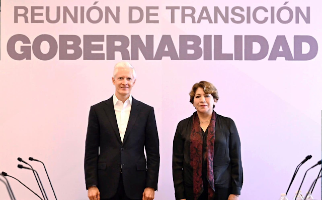 Del Mazo da en su último informe espaldarazo a Delfina Gómez Del Mazo en evento político.