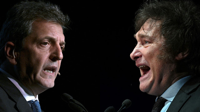 Milei y Massa en debate electoral.