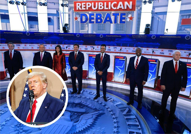 Realizan el cuarto Debate Republicano y Donald Trump vuelve a ser el gran ausente Debate entre candidatos políticos en un escenario.