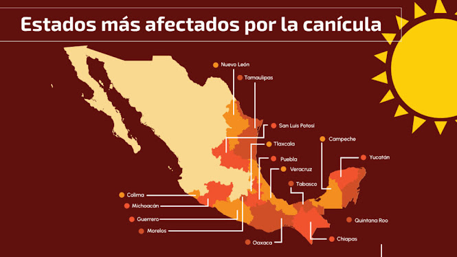 Mapa de la canícula en México.