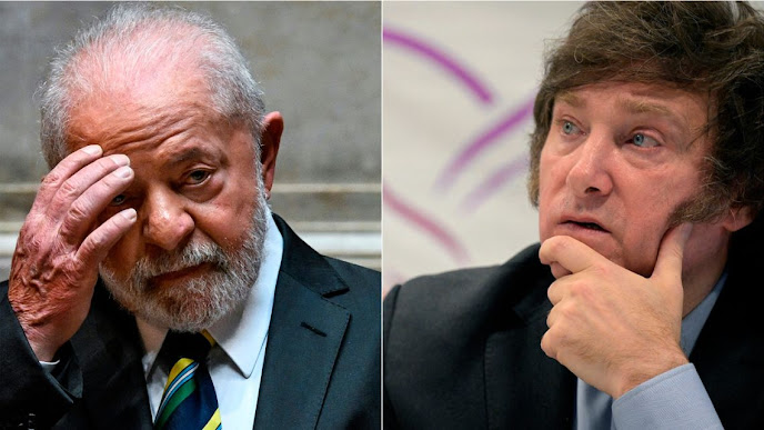 Tensión en el Mercosur: Milei evita a Lula y se reúne con Bolsonaro en Brasil Lula da Silva y Javier Milei en evento.