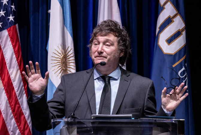 Milei propone alianza global para defender el legado occidental junto a EE.UU., Israel e Italia Captura de pantalla del sitio web Sufragio.