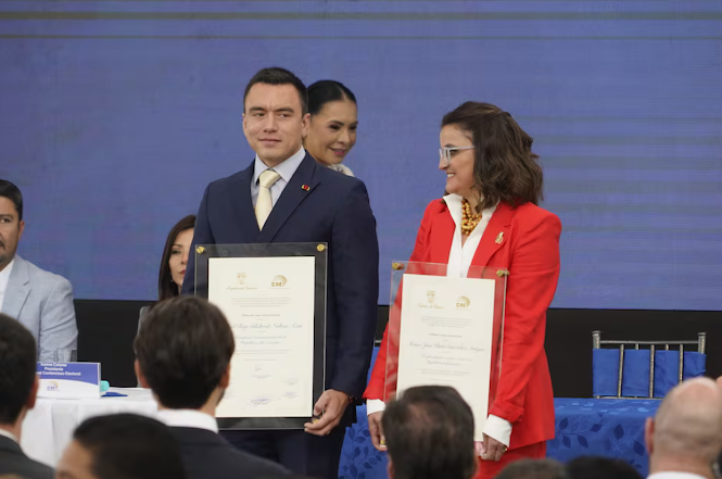 Daniel Noboa recibe credenciales como presidente reelecto y reafirma su compromiso con la democracia Captura de pantalla del sitio web sufragio.org