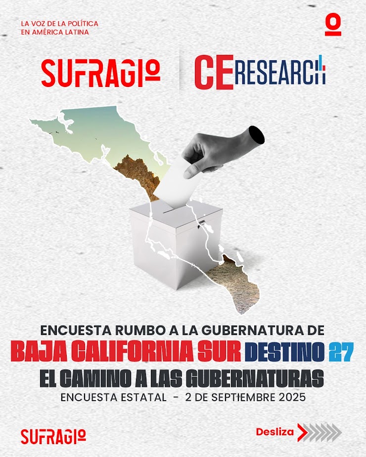 CE Research: Encuesta Rumbo a la Gubernatura de Baja California Sur Imagen de WhatsApp del 10 de septiembre de 2025.