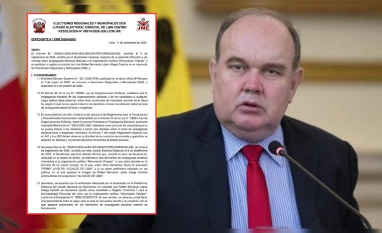 Jurado Electoral investiga a López Aliaga por propaganda engañosa Jurado Electoral investiga a López Aliaga por propaganda engañosa